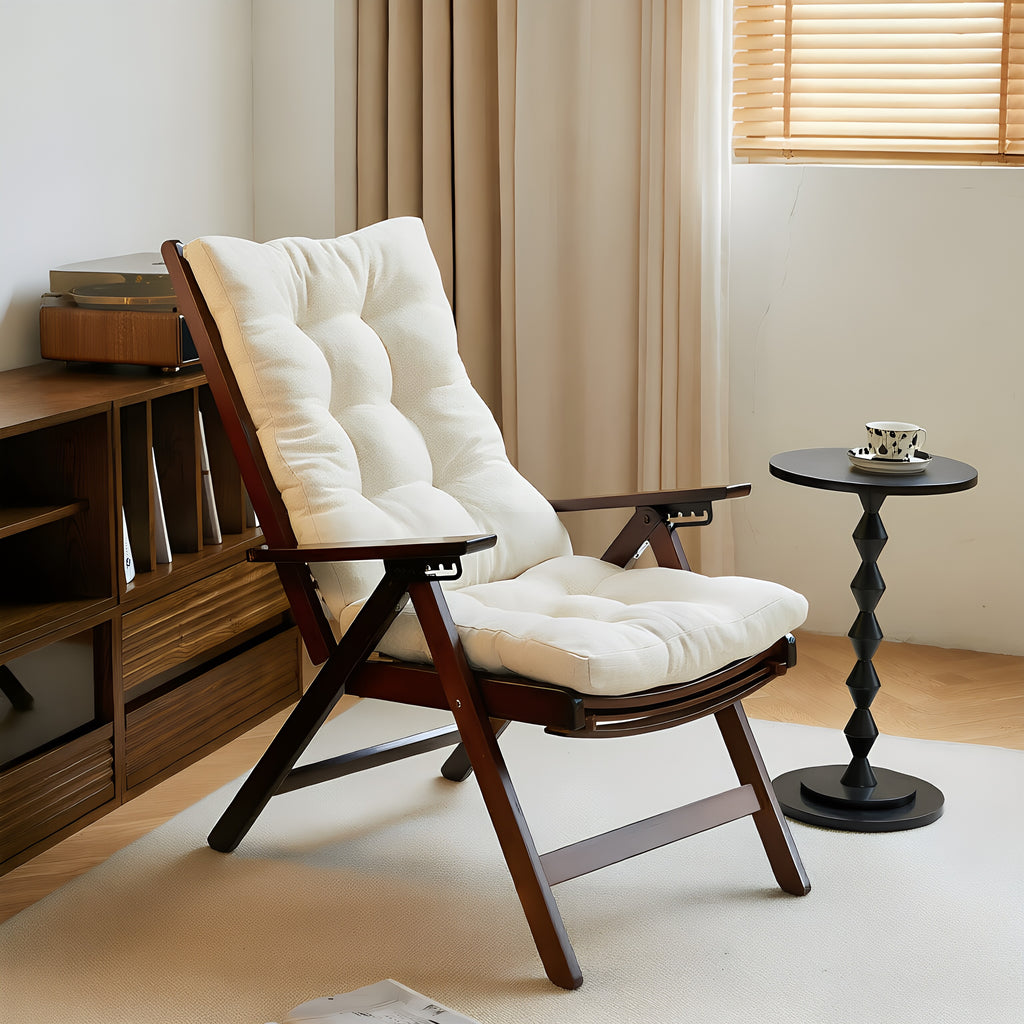 Foldable Bamboo Lounge Chair with Adjustable Recline