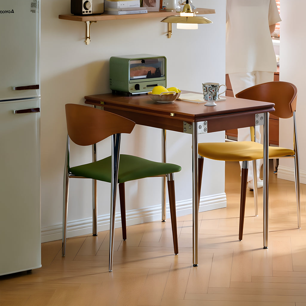 Mid-Century Solid Wood Foldable Dining Table