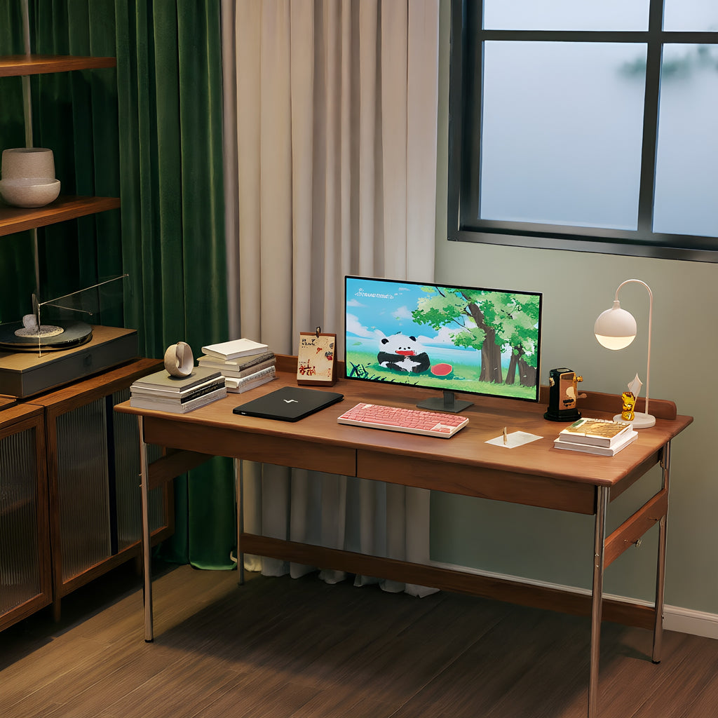 Crossbar Solid Wood Modern Office Desk
