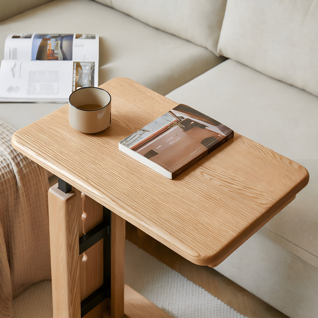 Height-Adjustable Wooden Tray Desk