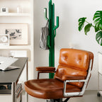 Modern Cactus-Inspired Green Metal Multi-Arm Coat Rack