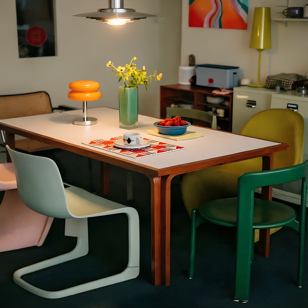 Retro-Modern White Top Wooden Multi-Functional Table