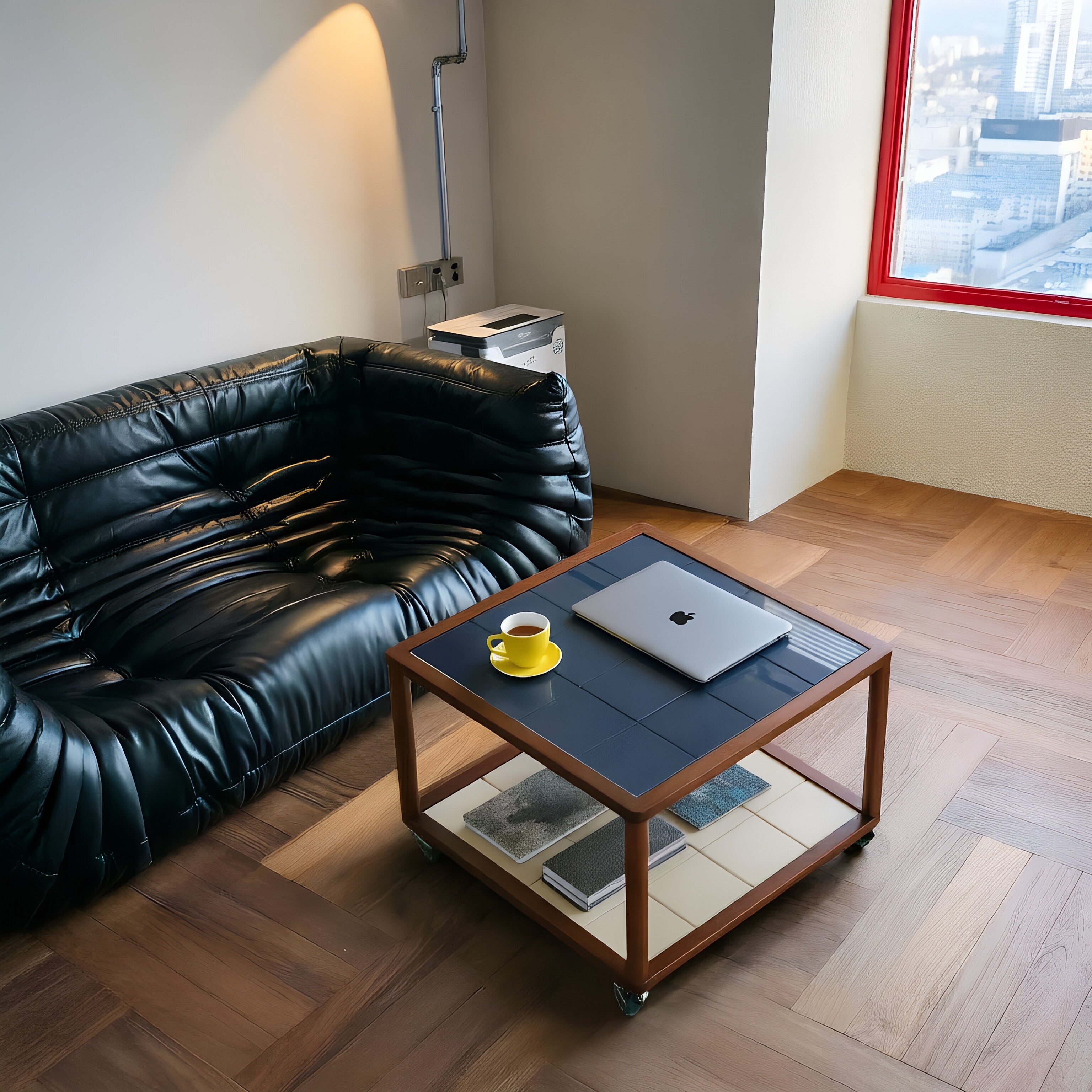 Wheeled Square Tile Coffee Table
