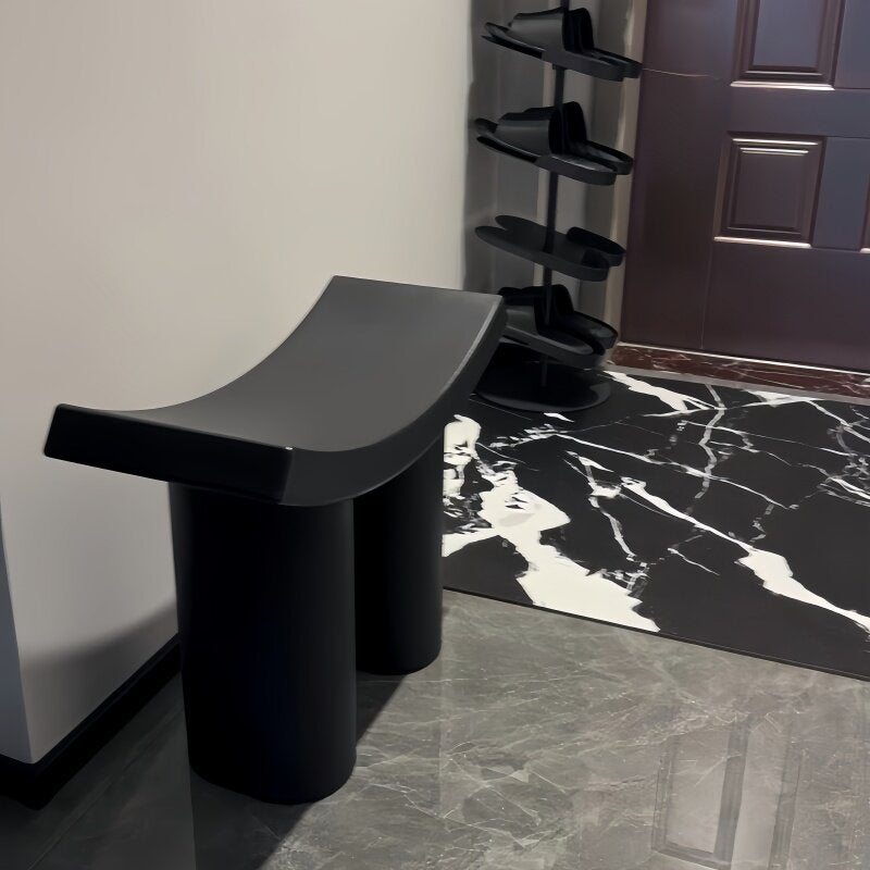 Sculptural Curve Stool – Monolithic Molded Seat with Dual-Cylinder Base