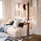 Contemporary Walnut Wood & Metal Integrated Coat Rack