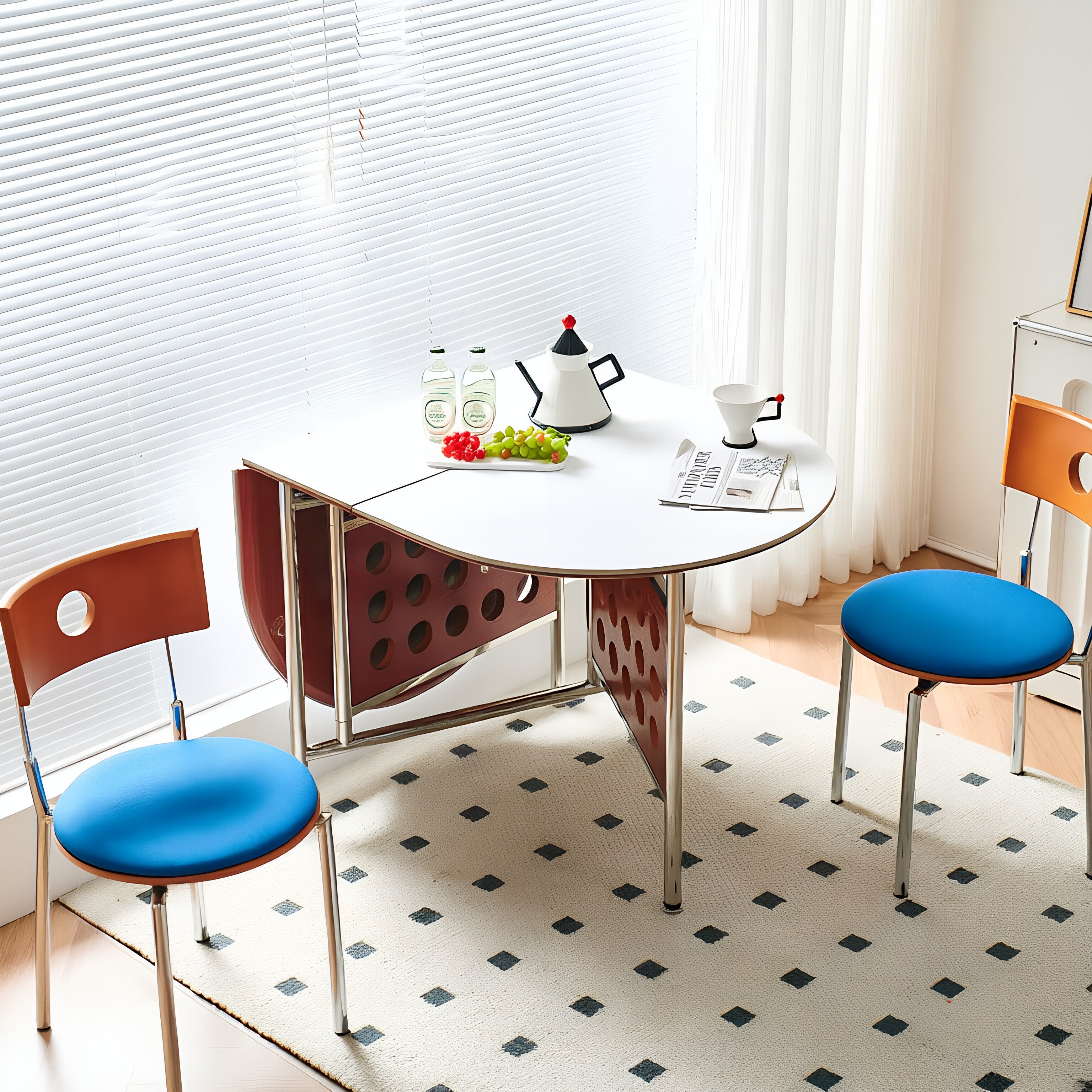 Mid-Century Perforated Foldable Dining Table