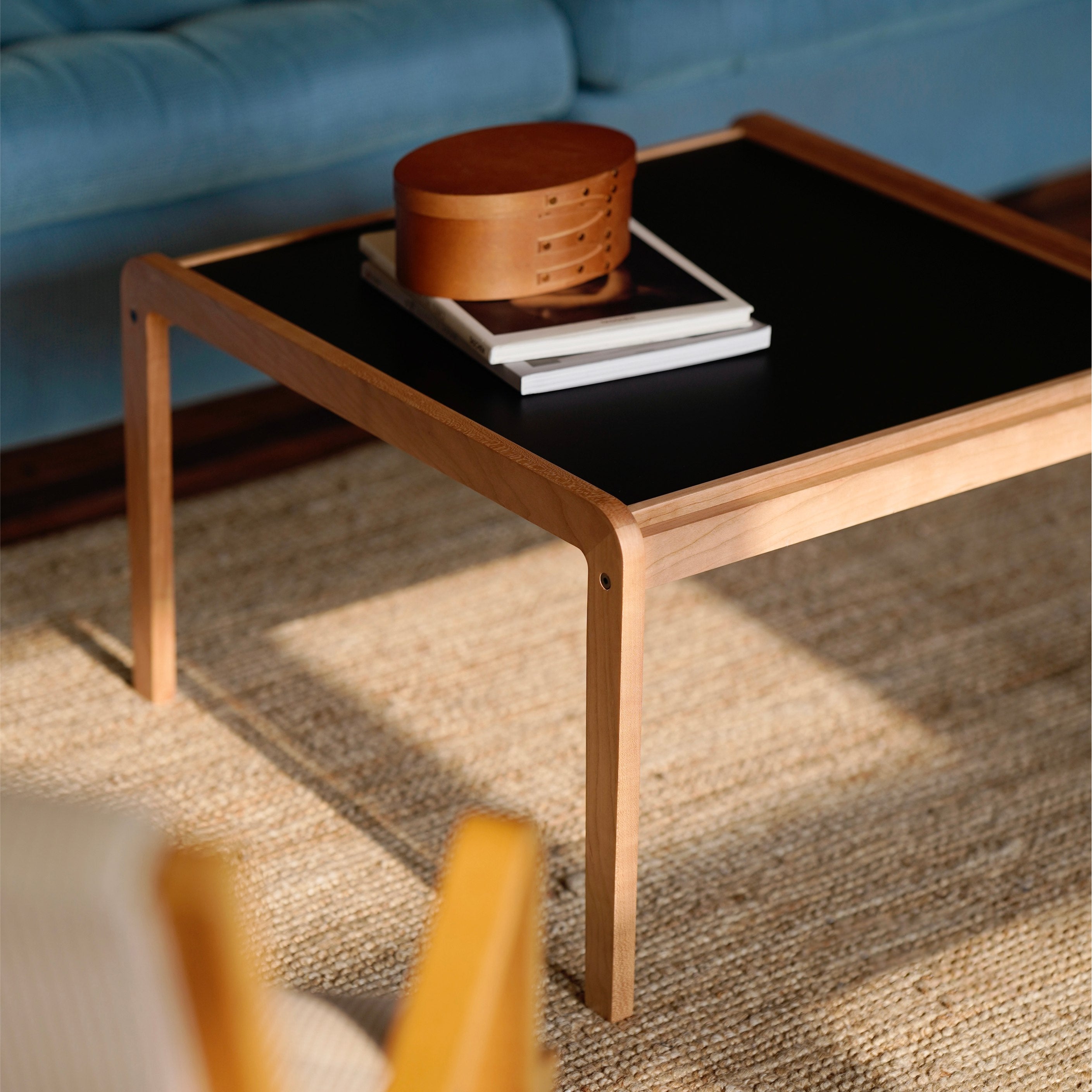 Scandinavian Minimalist Wooden Square Accent Table with Colored Top