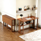 Woven Panel Foldable Solid Wood Compact Desk