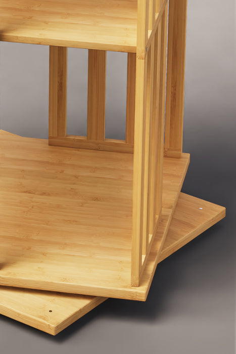 MIDUO 3 Layer 360 Rotating Bookshelf Floor Type Solid Wood 3-Layer Revolving  Bookstand 