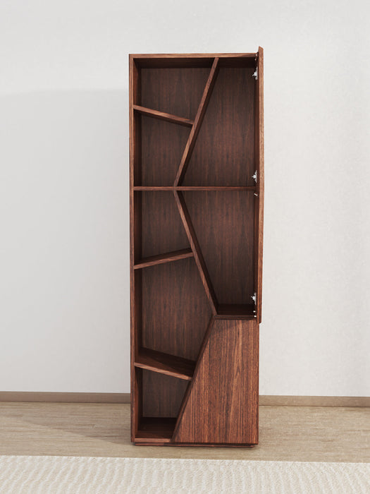 Wood Modern Geometric Bookcase Multi-Layer Storage Rack
