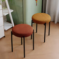 Stackable Round Stool – Bouclé Upholstered Seat & Metal Legs