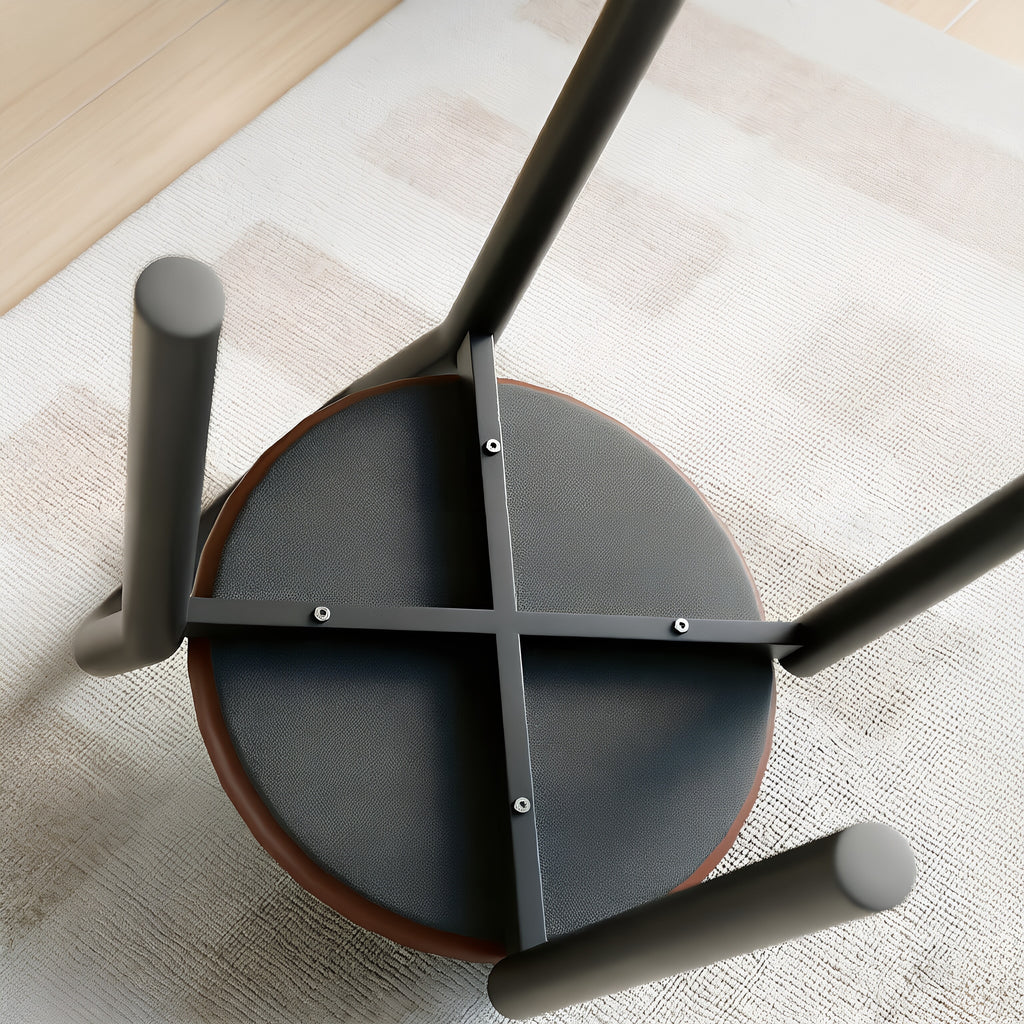 Modern Metal Stool with Integrated Handle & Leatherette Seat