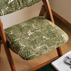 Mid-Century Folding Armchair – Solid Wood & Patterned Fabric