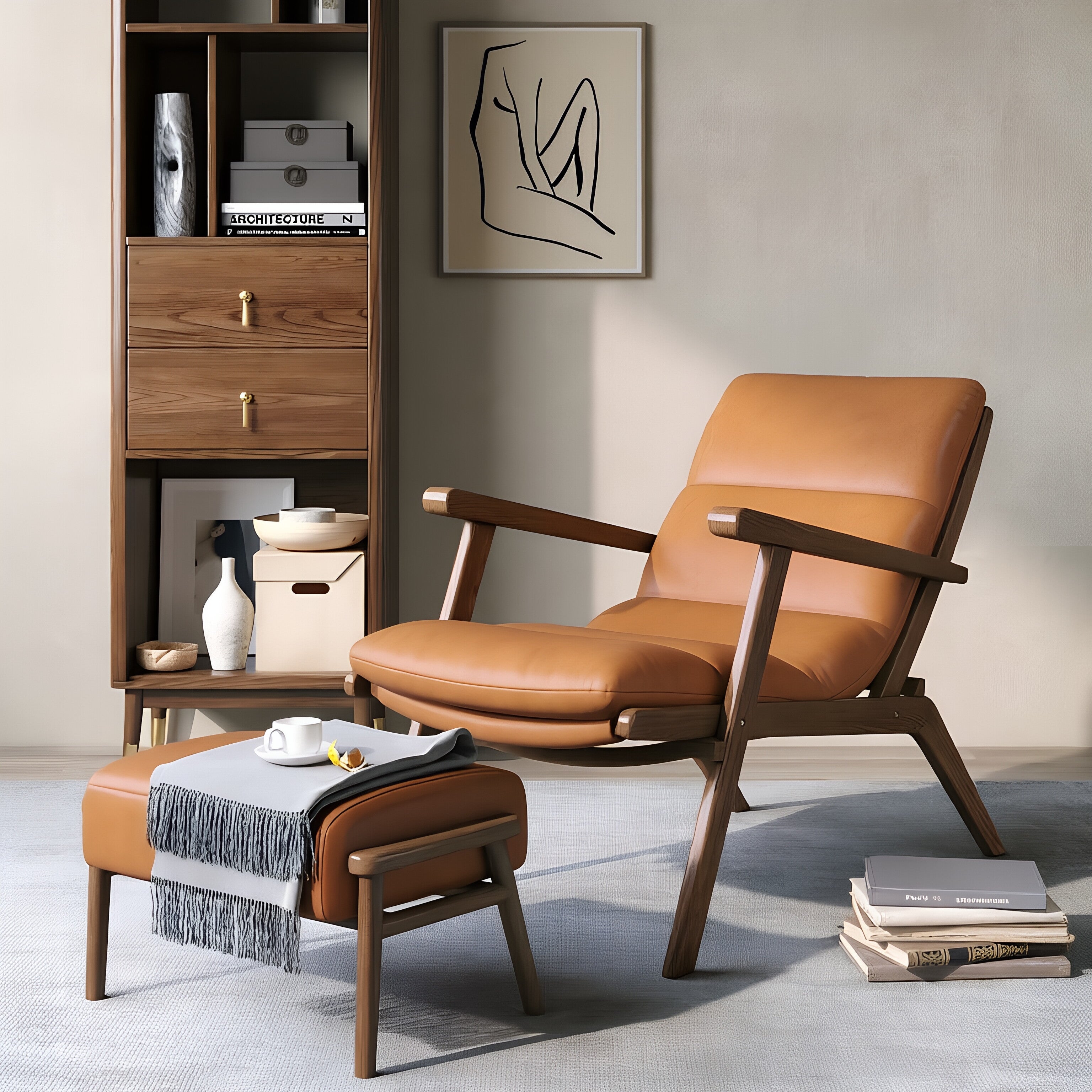 Mid-Century Leather Lounge Chair