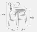 Wooden Stool with Detachable Bouclé Cushion & Drumstick Backrest