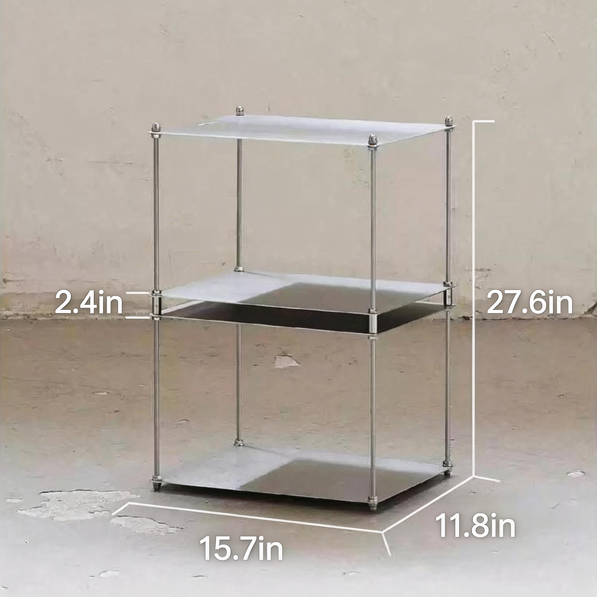 Mirror-Finish Stainless Steel Minimalist Three-Tier Display Stand