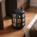 The Collage Stool – Wheeled, Art-Embellished Cylinder