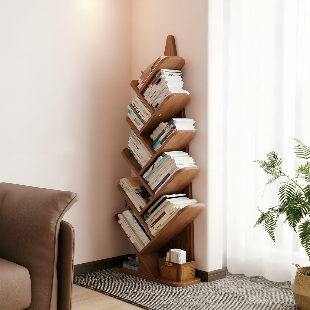 Z-Form Zoned Solid Wood Bookshelf