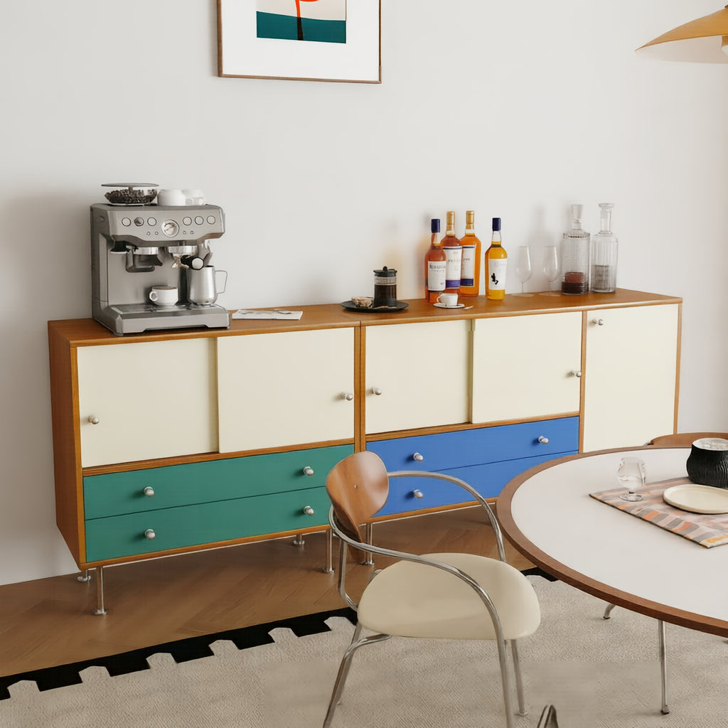 Color-Block Mid-Century Cabinet