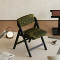 Mid-Century Folding Armchair – Solid Wood & Patterned Fabric