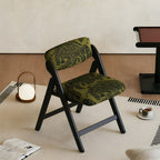 Mid-Century Folding Armchair – Solid Wood & Patterned Fabric