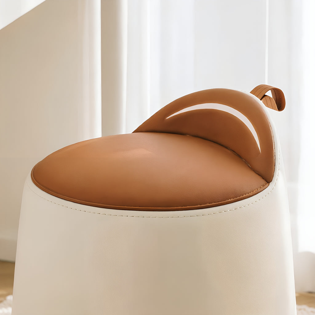 Rotating Vanity Stool – Leatherette Bucket Design with Backrest Handle