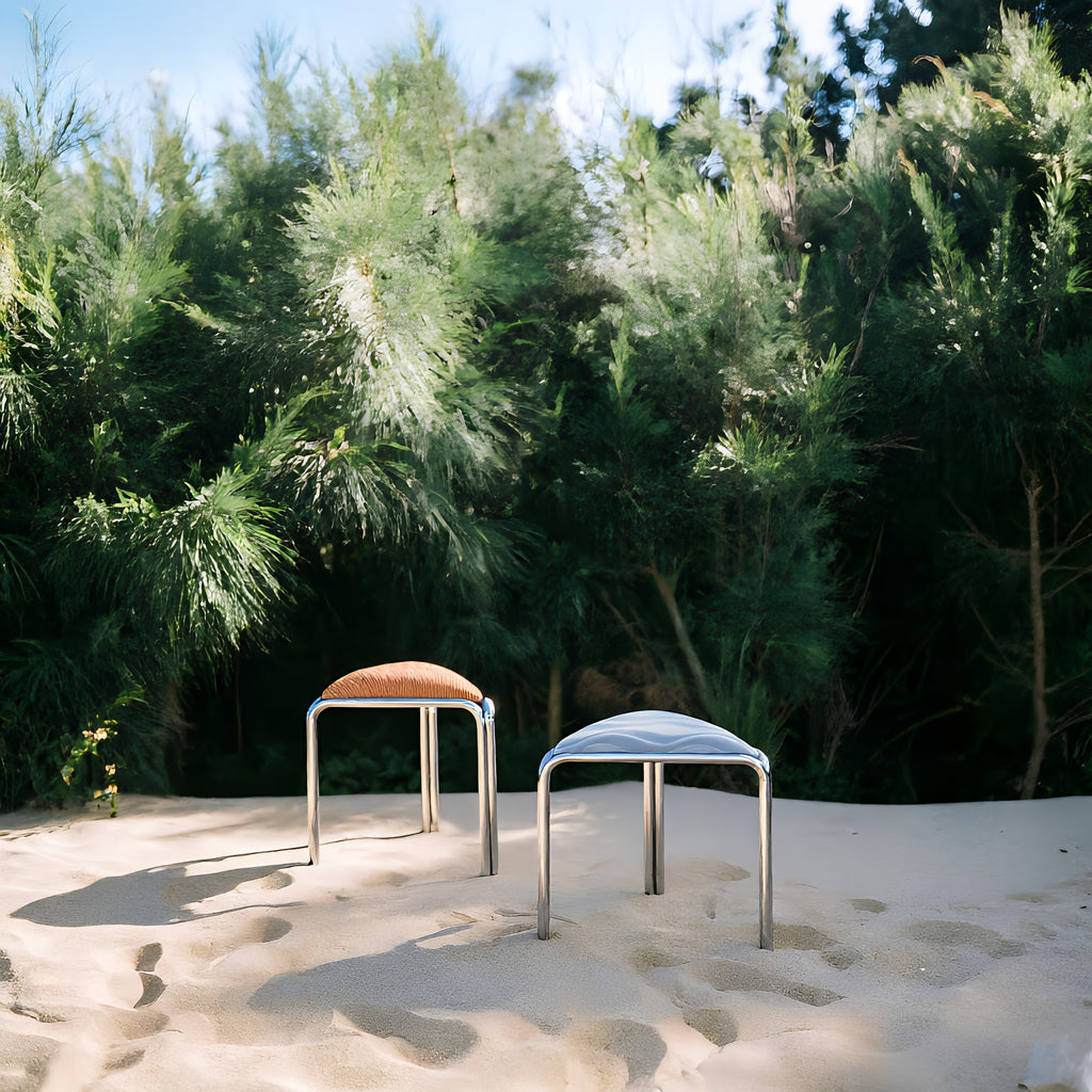 Trigono Stool – Triangular Metal Frame Stool with Upholstered Seat