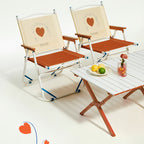 Foldable Canvas Lounge Chair with Wooden Arms