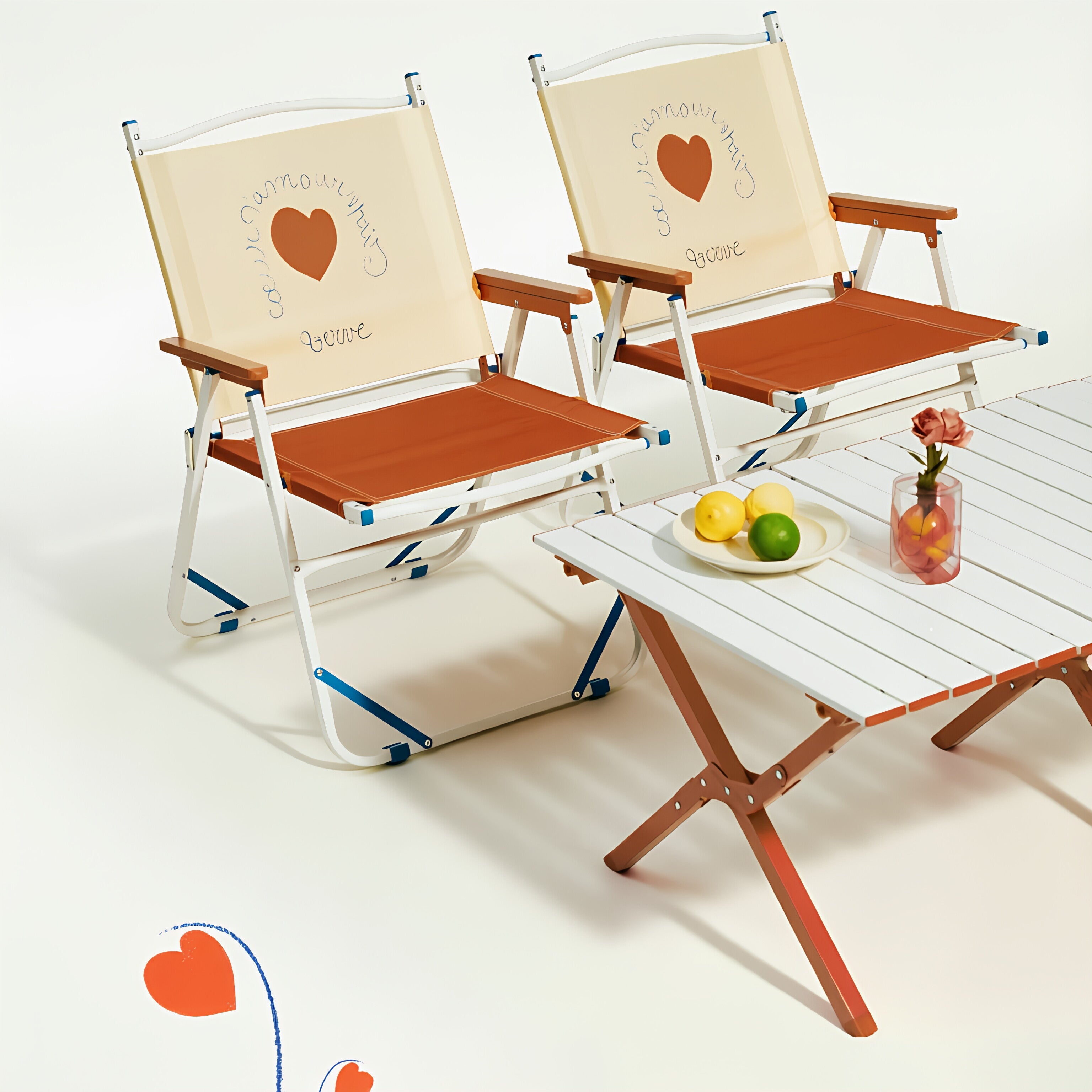 Foldable Canvas Lounge Chair with Wooden Arms