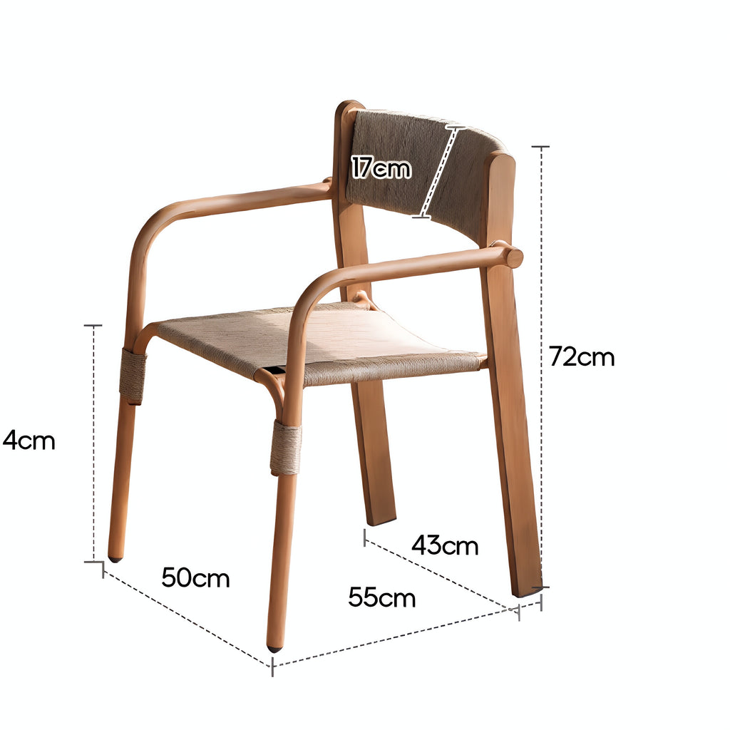 Aluminum Frame Armchair with Handwoven Paper Cord Seat & Back