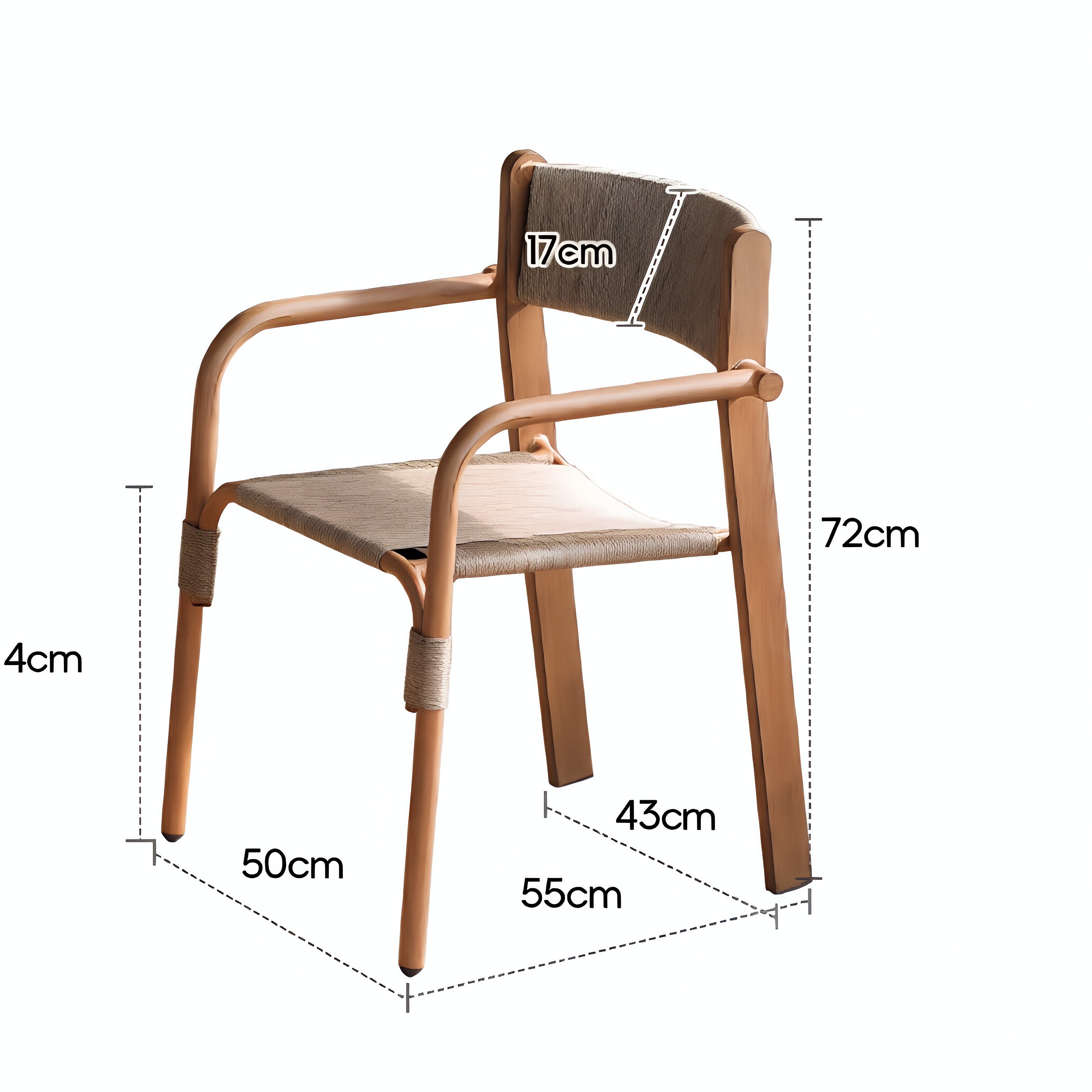 Aluminum Frame Armchair with Handwoven Paper Cord Seat & Back