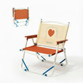 Foldable Canvas Lounge Chair with Wooden Arms