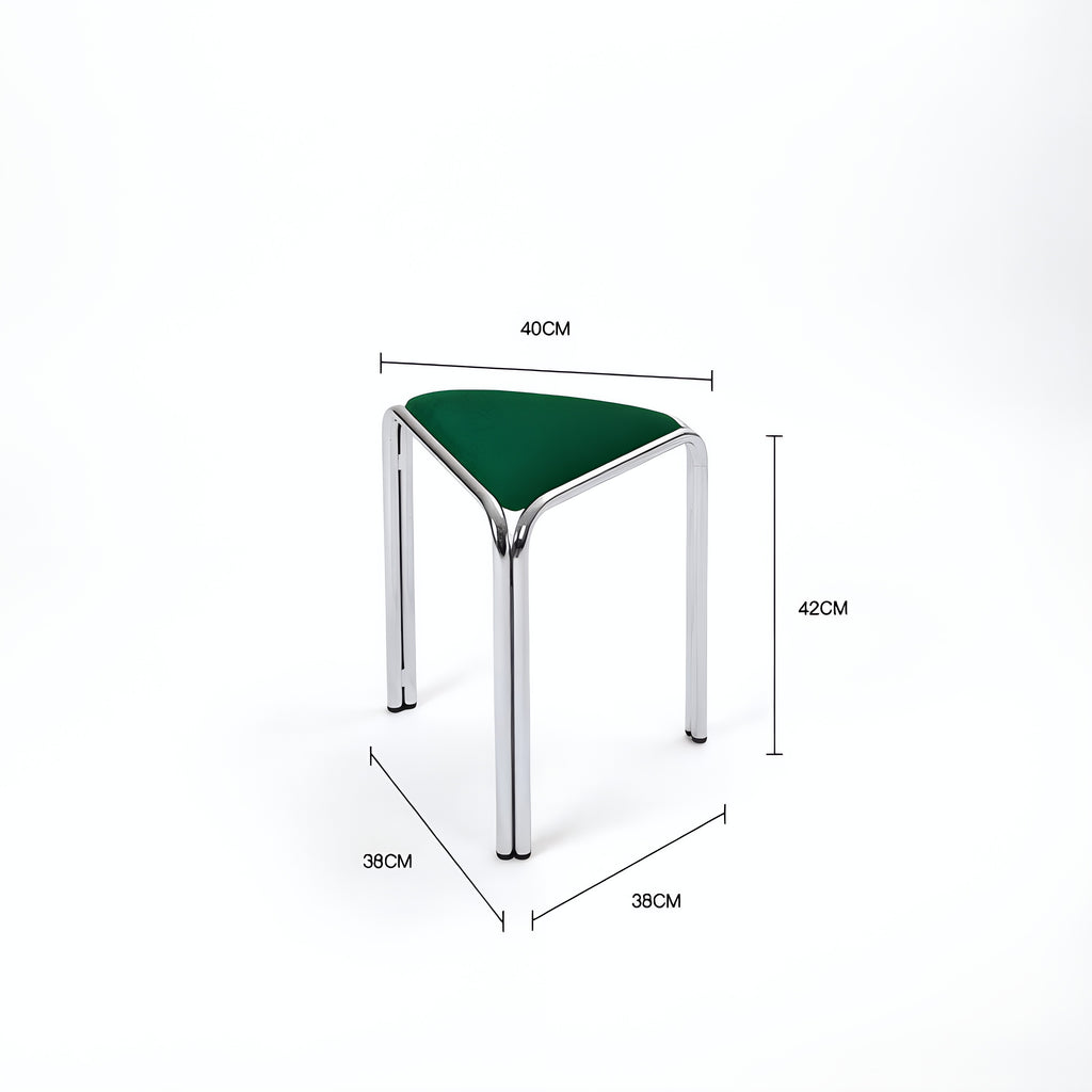 Trigono Stool – Triangular Metal Frame Stool with Upholstered Seat