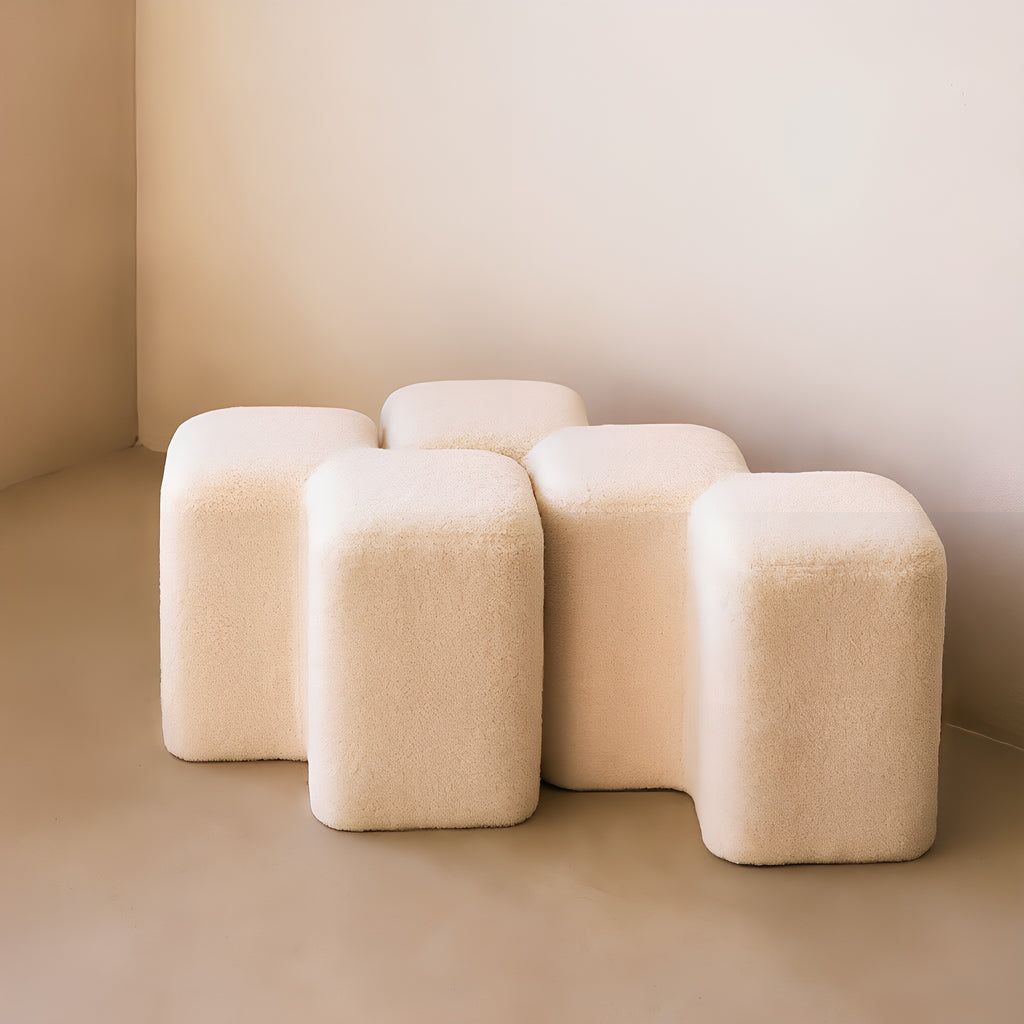 ModuBlock Stool – Interlocking Soft Cube Modules for Flexible Seating