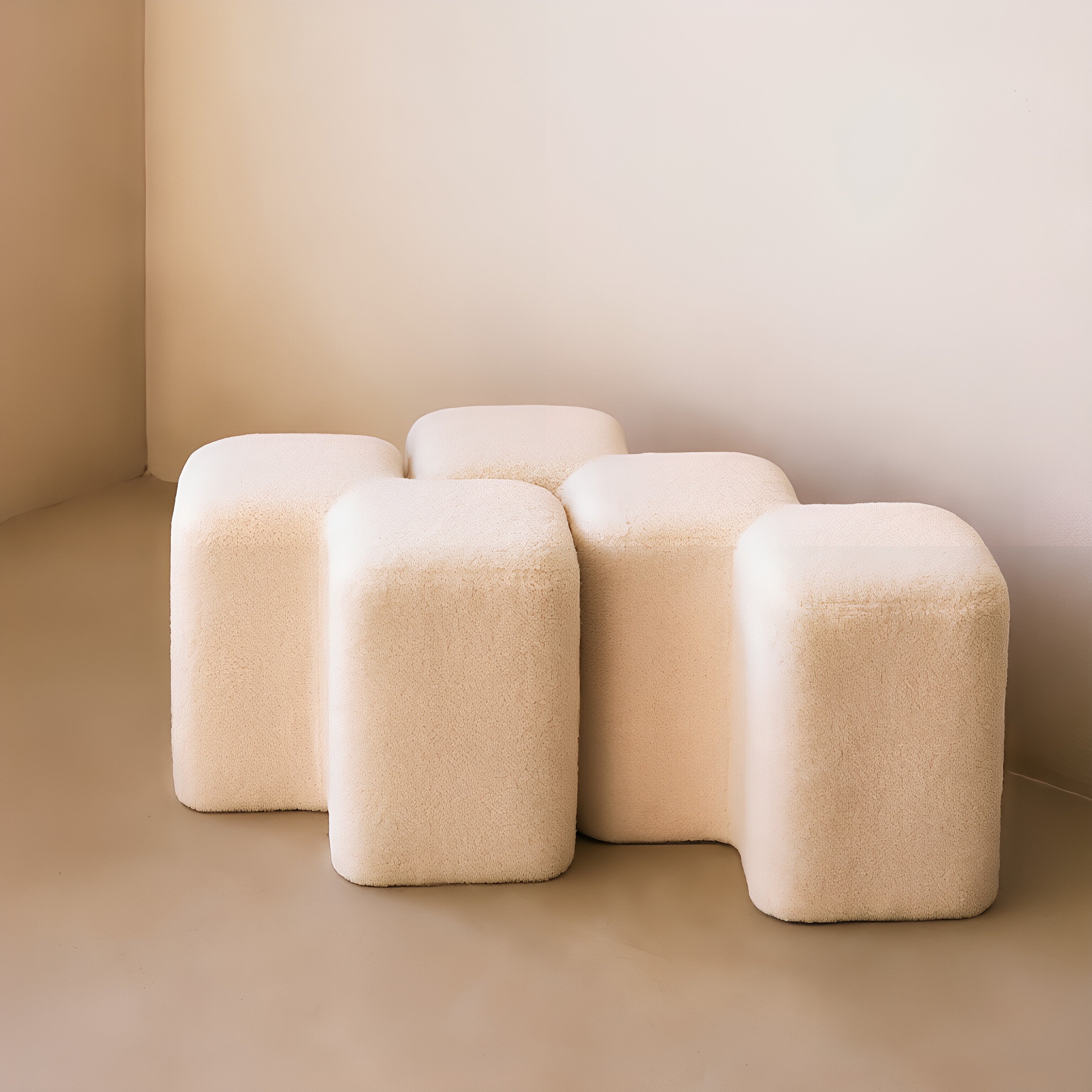 ModuBlock Stool – Interlocking Soft Cube Modules for Flexible Seating