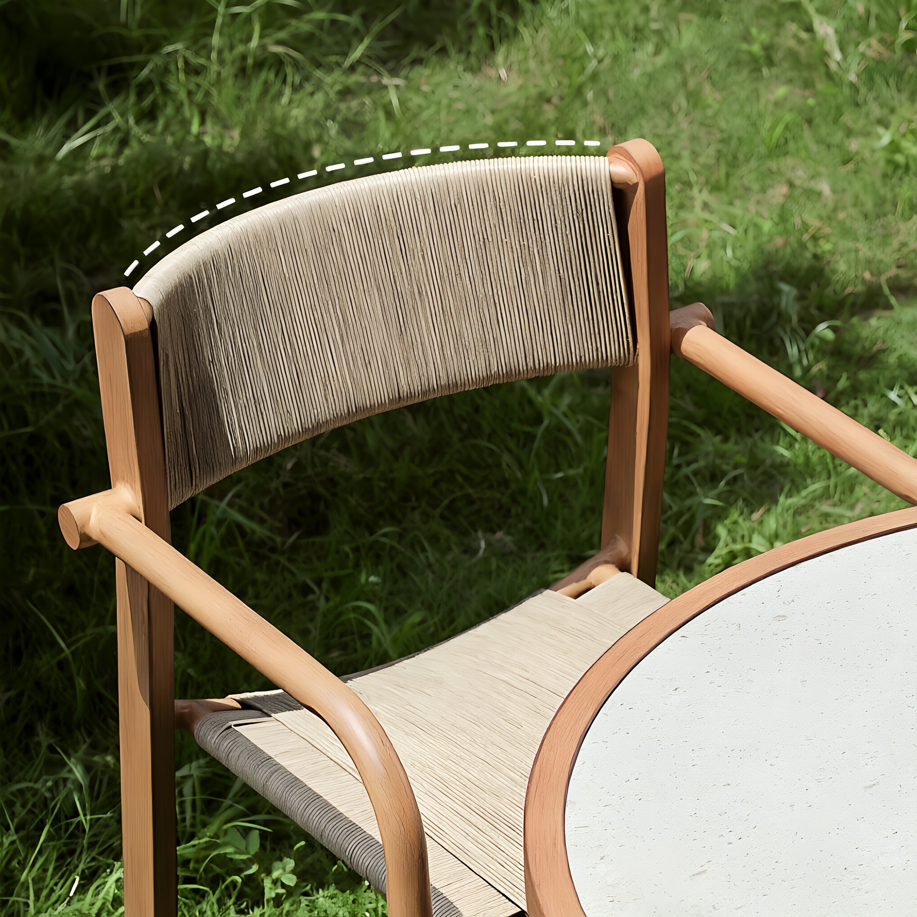 Aluminum Frame Armchair with Handwoven Paper Cord Seat & Back