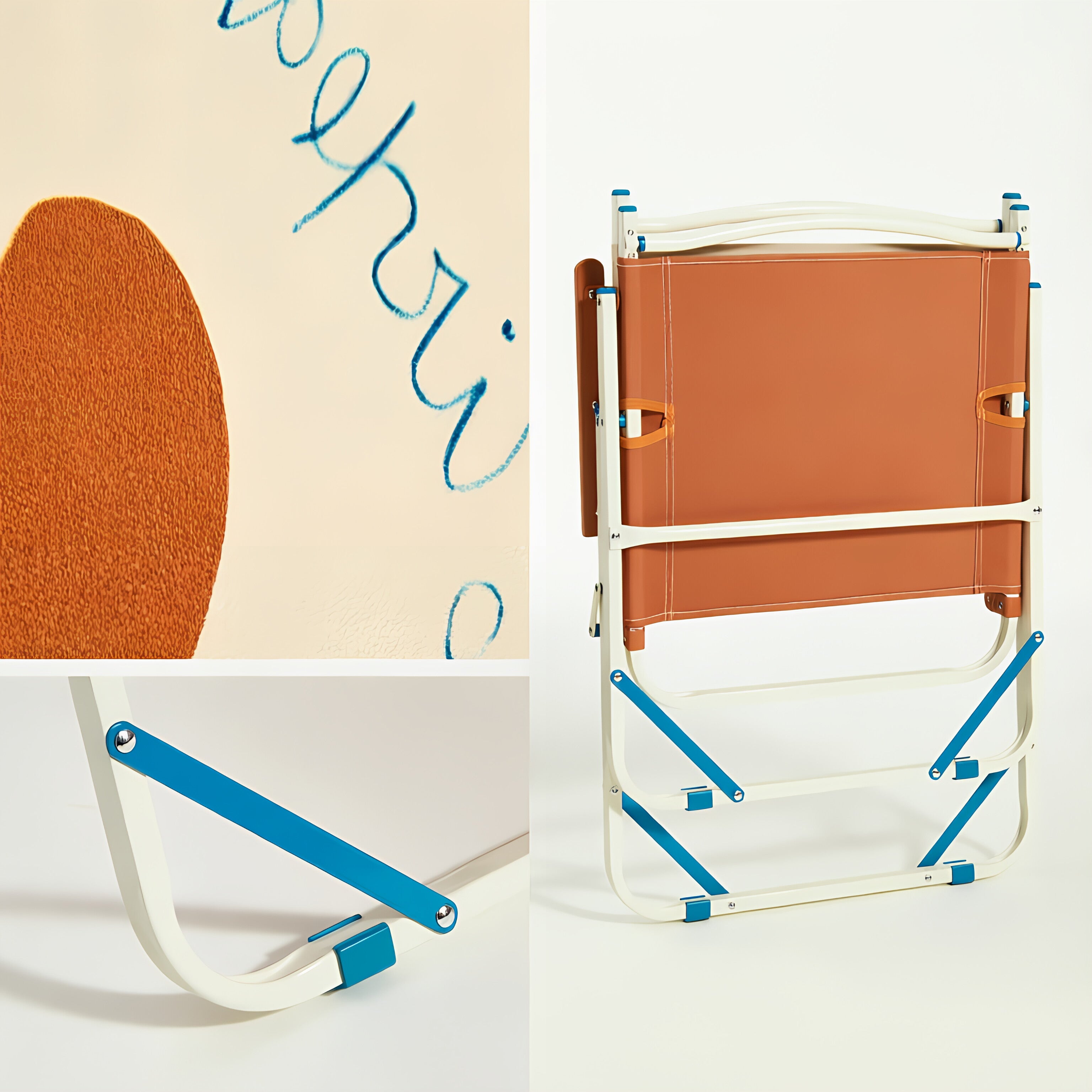 Foldable Canvas Lounge Chair with Wooden Arms