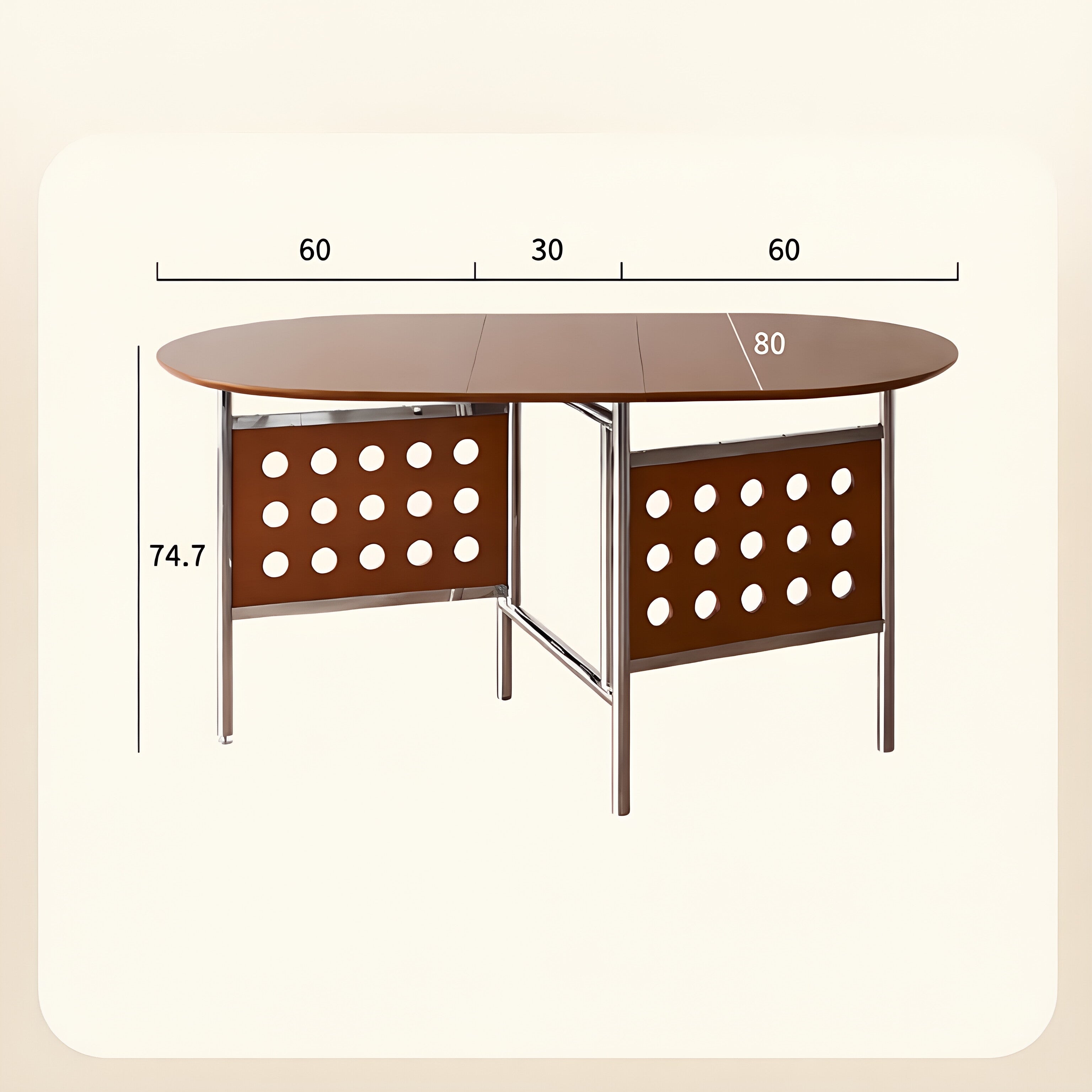 Mid-Century Perforated Foldable Dining Table