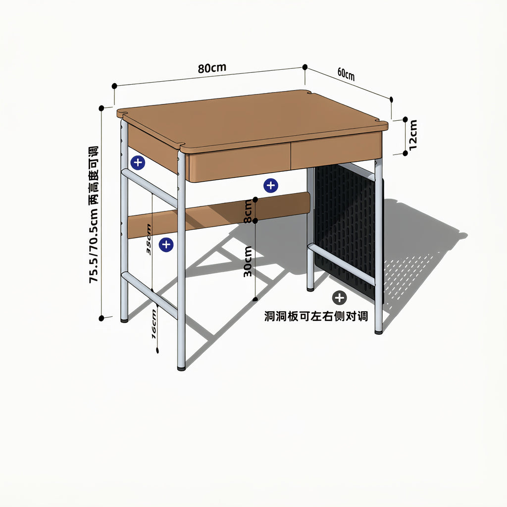 Dual-Height Pegboard-Integrated Work Desk