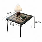 Modern Geometric Patterned Wooden Accent Table with Metal Legs