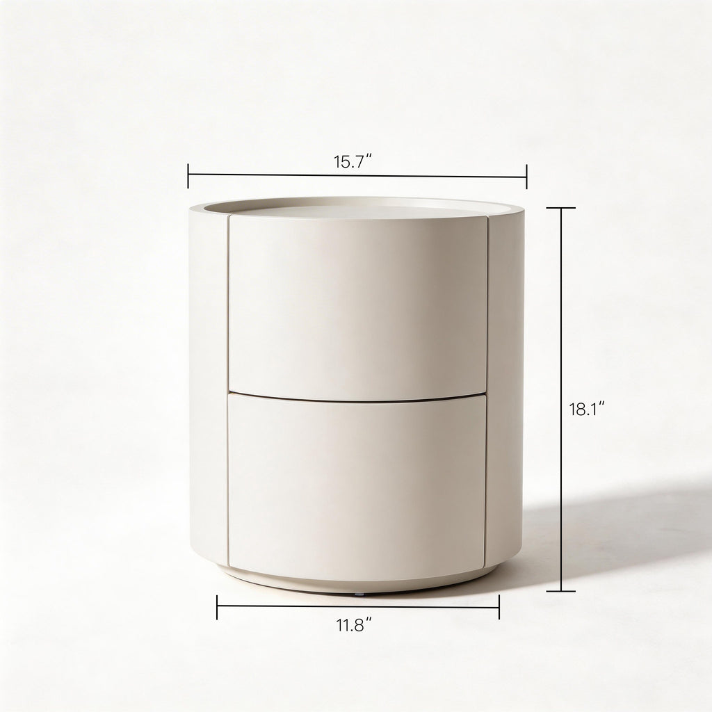 Round Two-Drawer Nightstand