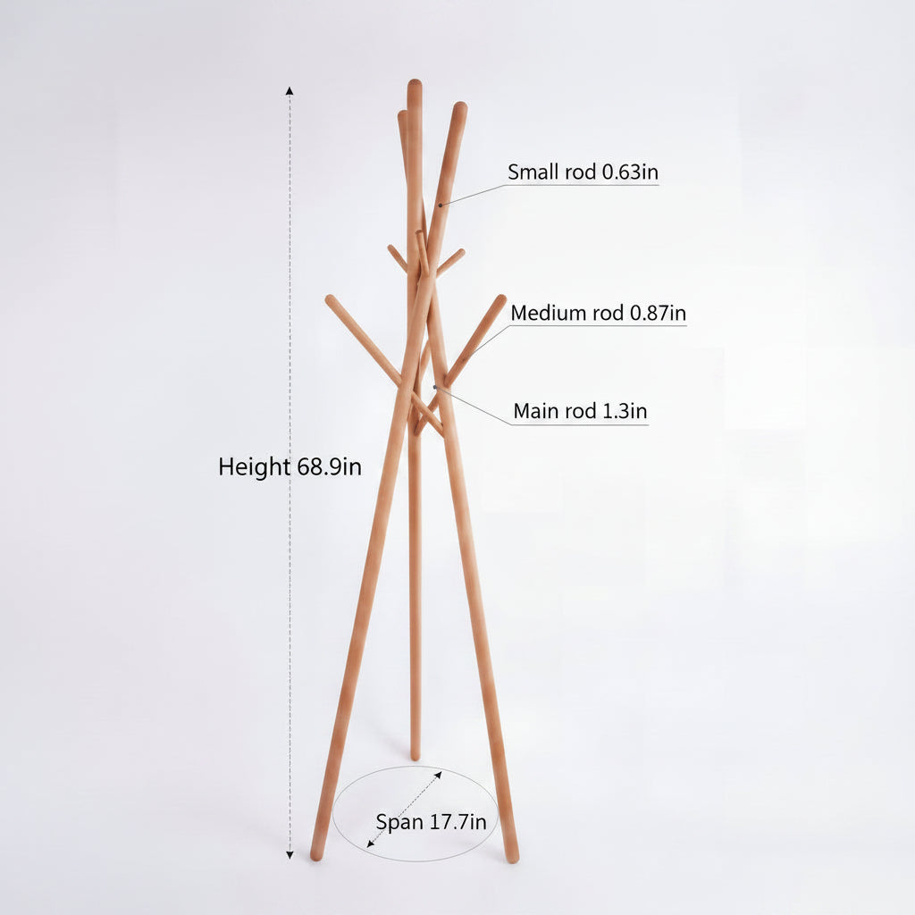 Modern Minimalist Solid Wood Branch-Inspired Coat Rack