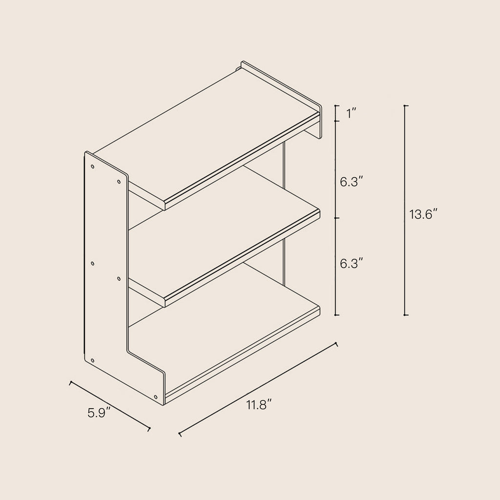 Mirror-Finish Metal Supported Three-Tier Wooden Cup Stand