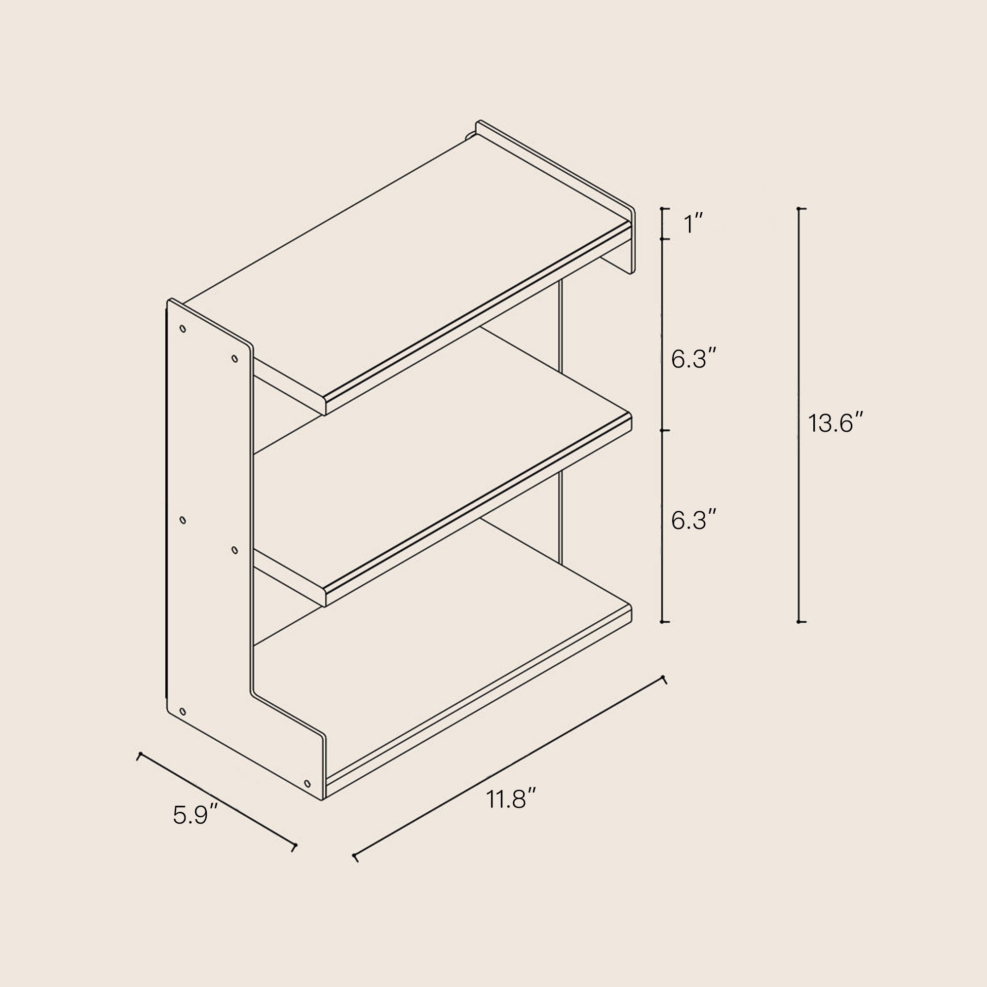 Mirror-Finish Metal Supported Three-Tier Wooden Cup Stand