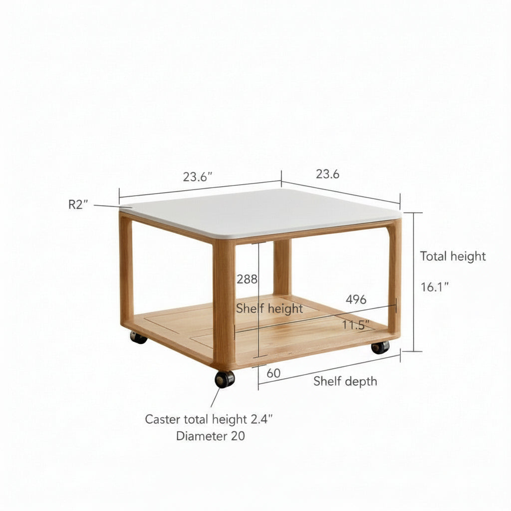 Wheeled Square Side Table