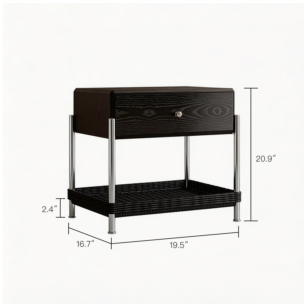 Woven Single-Drawer Nightstand