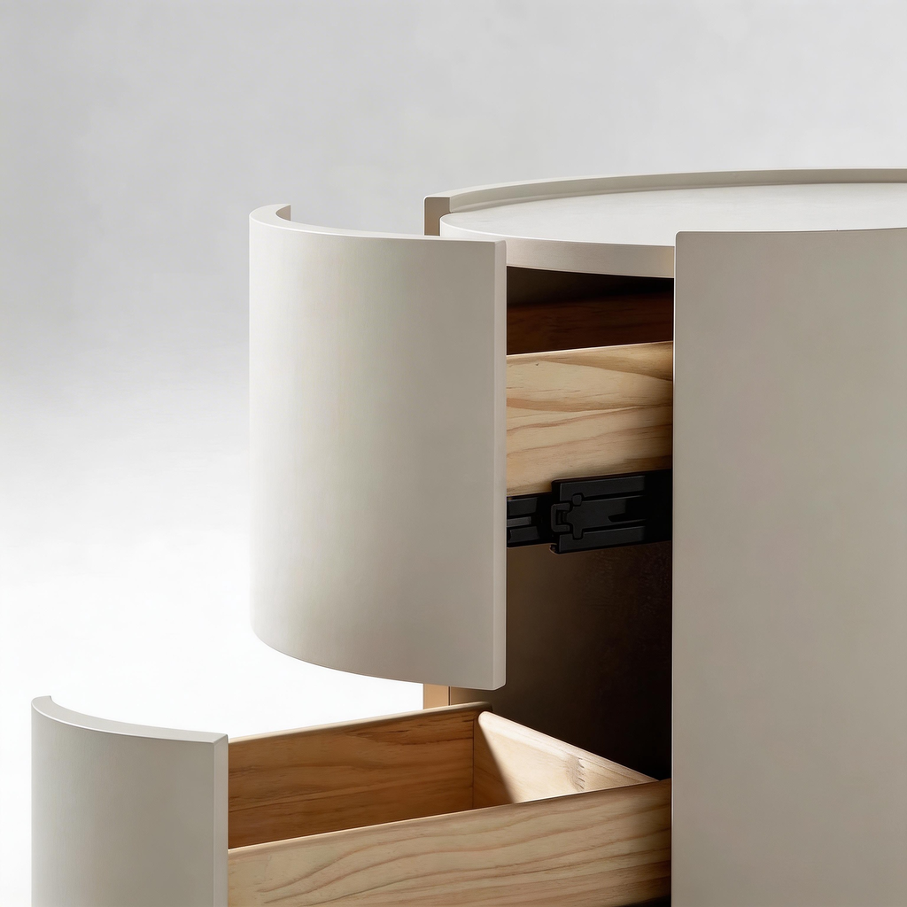 Round Two-Drawer Nightstand