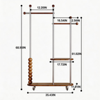 Dual-Pole Wood-Metal Rolling Organizer