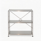 Mirror-Finish Stainless Steel X-Frame Three-Tier Display Stand