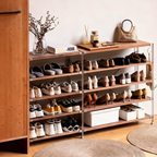 Silver Metal Frame 5-Tier X-Frame Shoe Rack